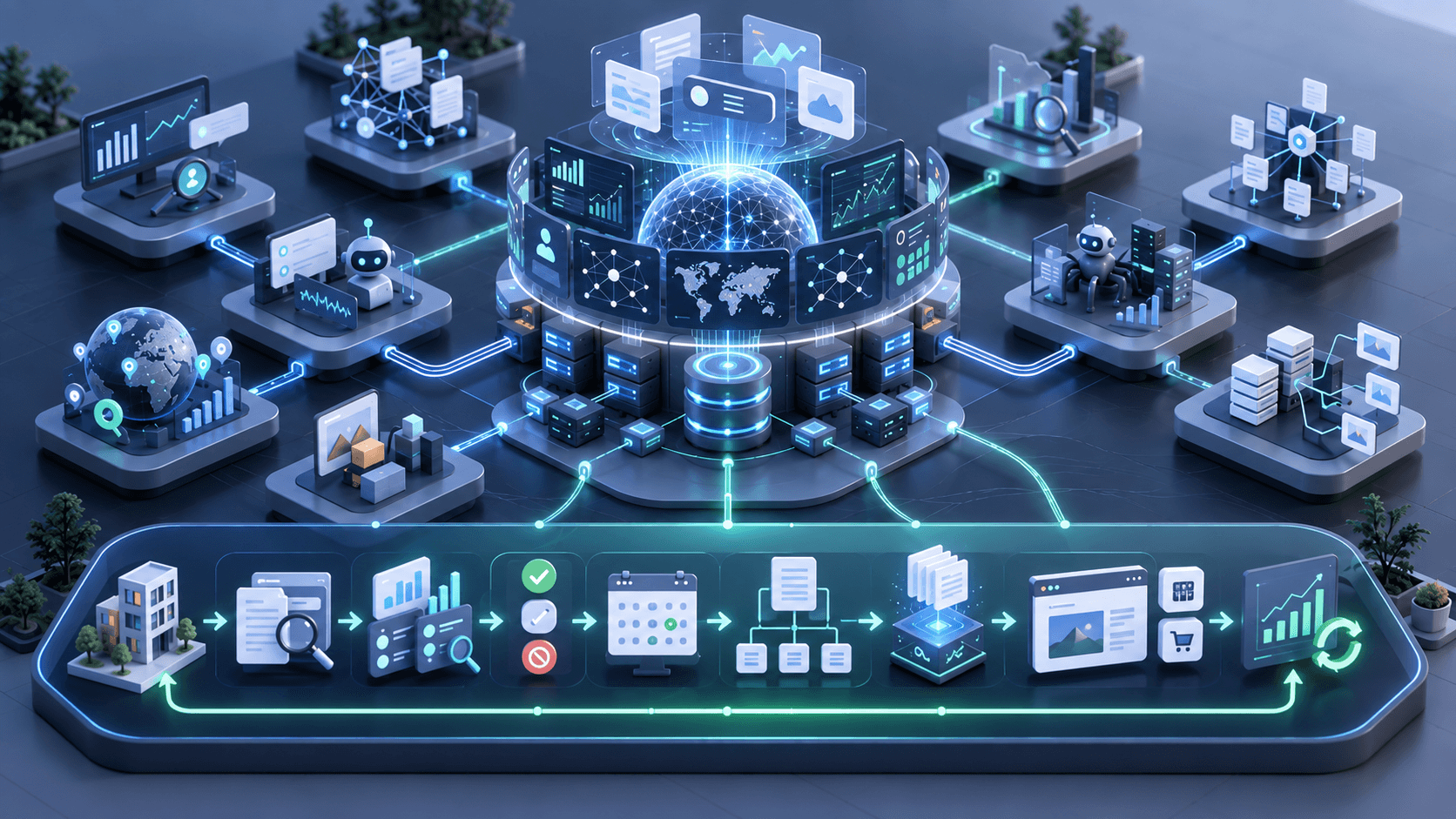 AI search visibility platform connected to a focused evidence-to-execution workflow