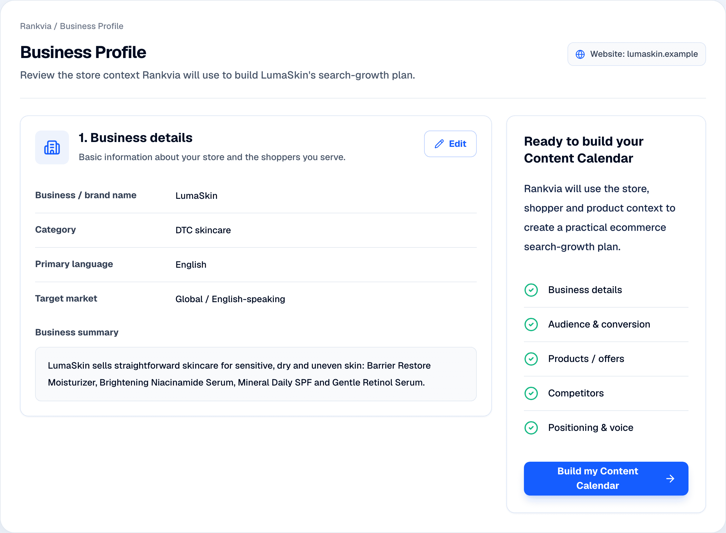 Business Profile example